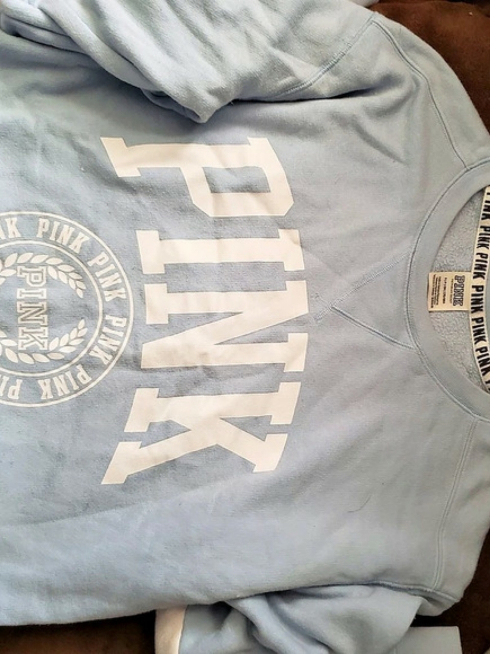 Pink Crewneck Graphic Sweatshirt in Blue